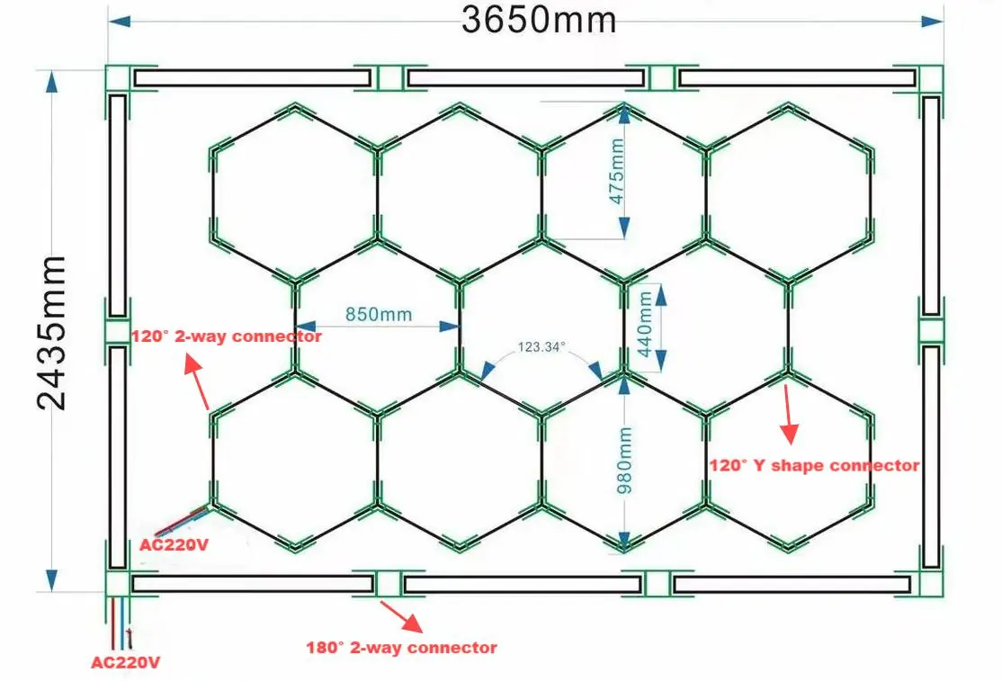 hexagon lights installation